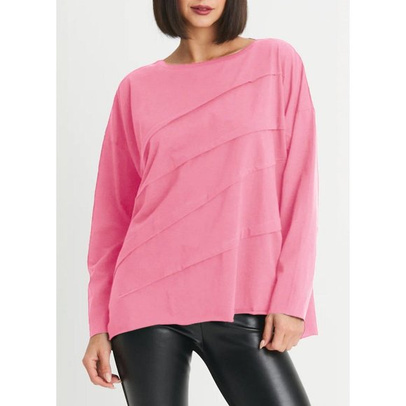 Planet Laura G Boxy Pima Cotton Pink Tee Top Tunic Tshirt Oversized Jersey Sz OS - Picture 1 of 6